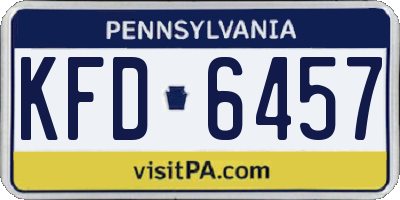PA license plate KFD6457
