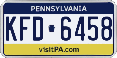 PA license plate KFD6458