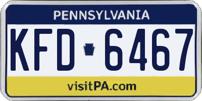 PA license plate KFD6467