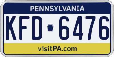 PA license plate KFD6476