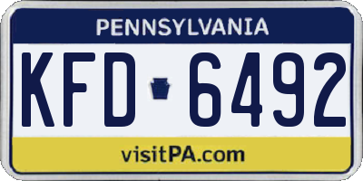 PA license plate KFD6492