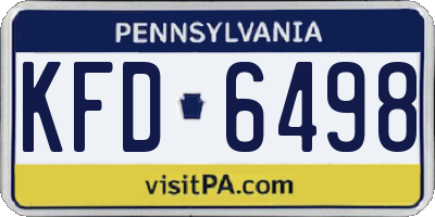 PA license plate KFD6498
