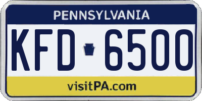 PA license plate KFD6500