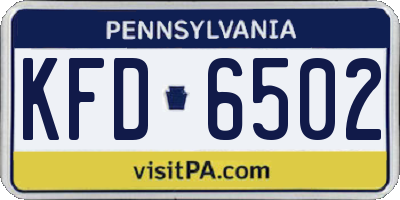 PA license plate KFD6502