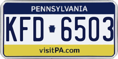 PA license plate KFD6503