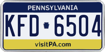 PA license plate KFD6504