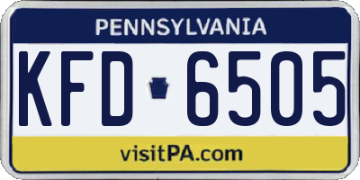 PA license plate KFD6505