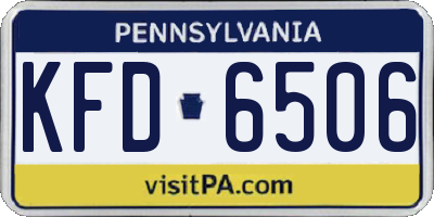 PA license plate KFD6506