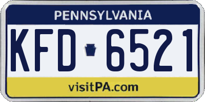 PA license plate KFD6521