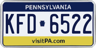 PA license plate KFD6522