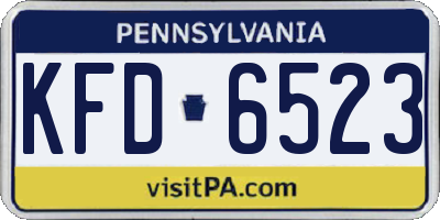PA license plate KFD6523