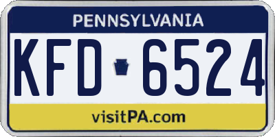 PA license plate KFD6524