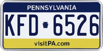 PA license plate KFD6526