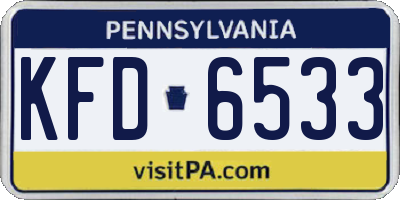 PA license plate KFD6533