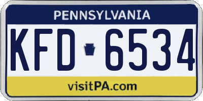 PA license plate KFD6534