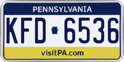 PA license plate KFD6536