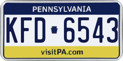 PA license plate KFD6543