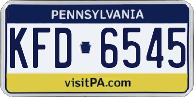 PA license plate KFD6545