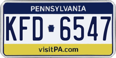 PA license plate KFD6547
