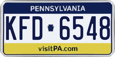 PA license plate KFD6548