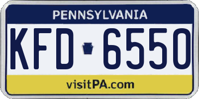 PA license plate KFD6550