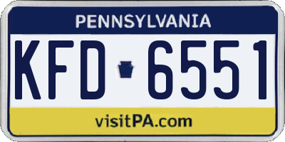 PA license plate KFD6551