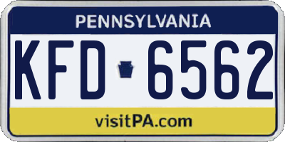 PA license plate KFD6562