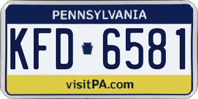PA license plate KFD6581