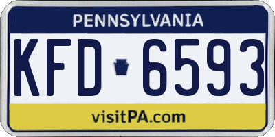 PA license plate KFD6593