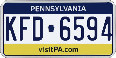 PA license plate KFD6594