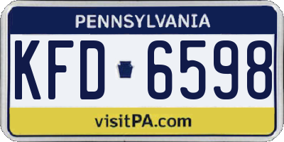 PA license plate KFD6598