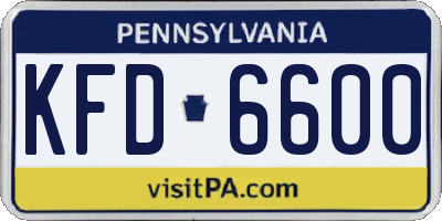 PA license plate KFD6600