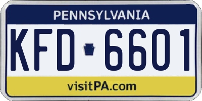 PA license plate KFD6601