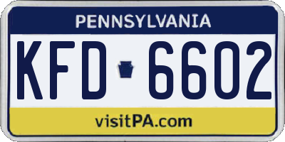 PA license plate KFD6602
