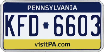 PA license plate KFD6603