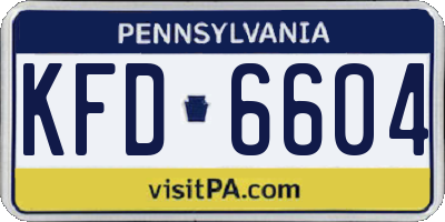PA license plate KFD6604