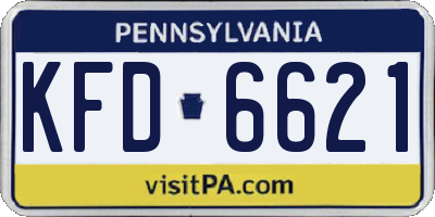 PA license plate KFD6621