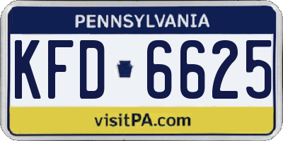 PA license plate KFD6625