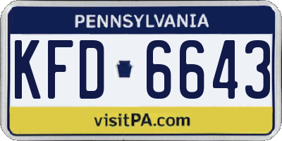 PA license plate KFD6643