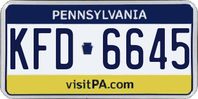 PA license plate KFD6645