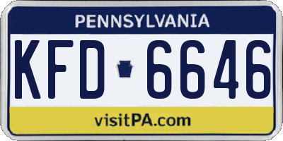 PA license plate KFD6646