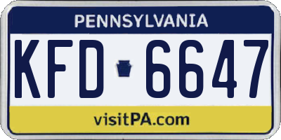 PA license plate KFD6647