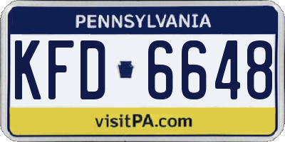 PA license plate KFD6648