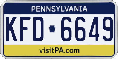 PA license plate KFD6649
