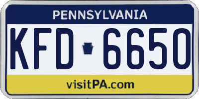 PA license plate KFD6650