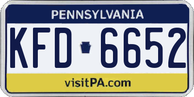 PA license plate KFD6652