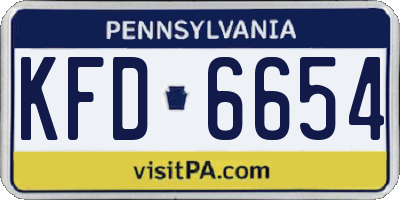 PA license plate KFD6654