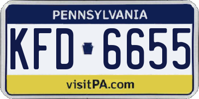 PA license plate KFD6655