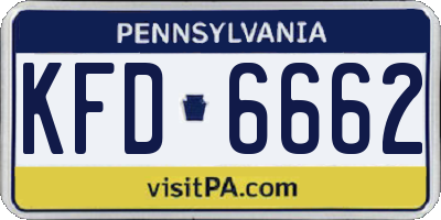 PA license plate KFD6662