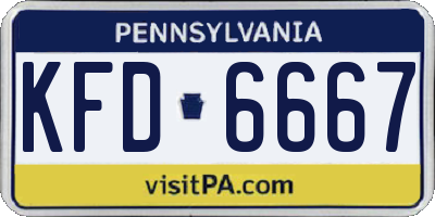 PA license plate KFD6667